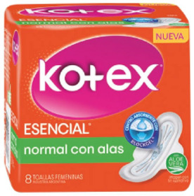 Imagen de KOTEX TOALLAS NORMAL ESENCIAL ALAS [8 uni.]