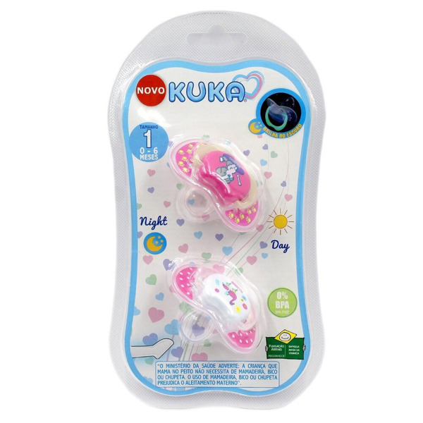 Imagen de KUKA CHUPETE LUMINA COMBO DIA Y NOCHE ANAT Nº1 Nº1  ROSA [2 uni.]